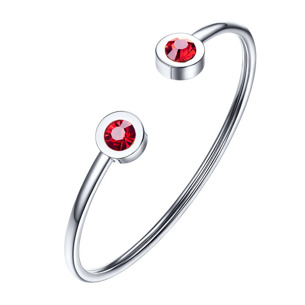 PROSTEEL Trendy July Birthstone Ruby Cuff Bracelet Stainless Steel Women Bangle Walmart