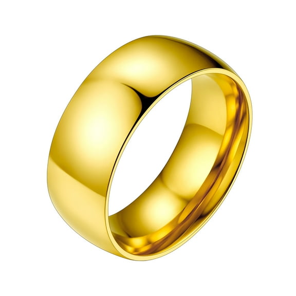 PROSTEEL Wedding Rings for Men Women 8mm Wide Stainless Steel Band Stacking 14K Gold Plated Ring Jewelry Gift for Couple Ring Size 7-12