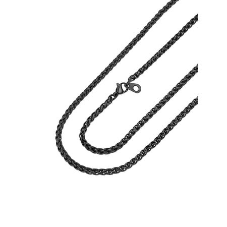 PROSTEEL Chain Neckalce for Men Women 3mm 18 inch Male Wheat Black Chain Stainless Steel Jewelry Gift for Fathers Day Birthday Graduation for Husband Dad Son