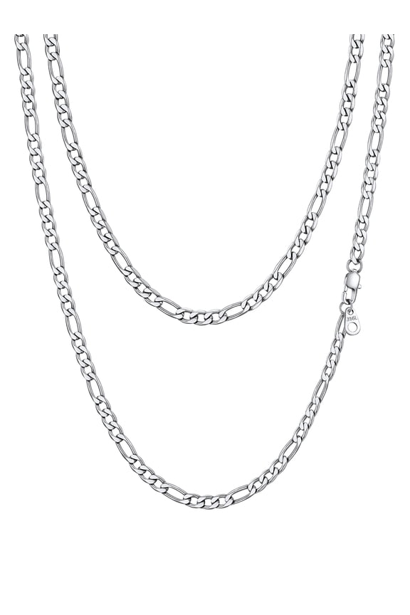 Men Necklace Stainless Steel Figaro Chain for Pendant Mens Gift for Fathers Day Birthday Graduation Jewelry for Dad Son 4mm 24 inch