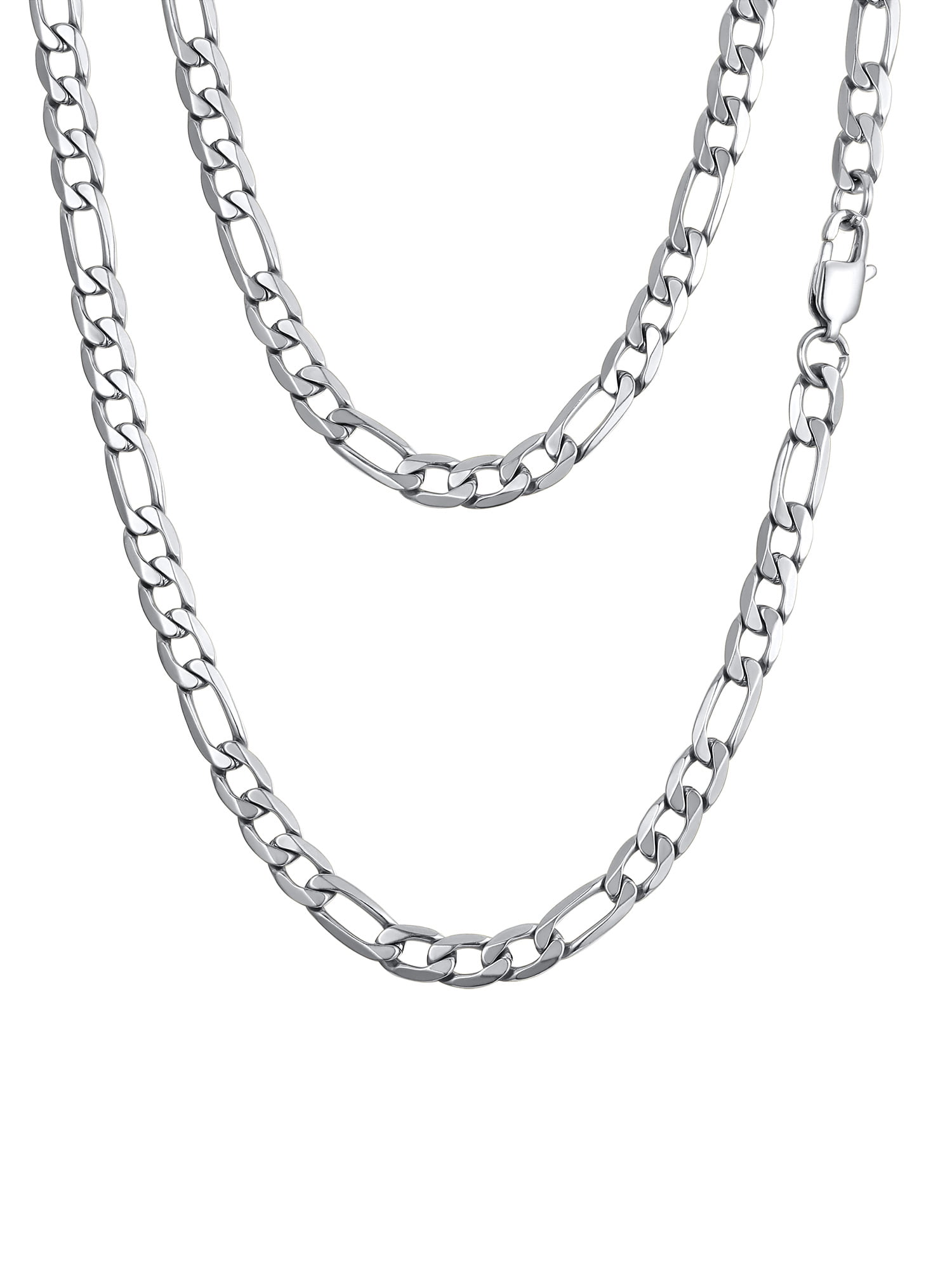 PROSTEEL White Gold Plated Figaro Necklaces for Women Men 6mm 