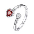 thumbnail image 1 of PROSTEEL Women Birthstone Rings 925 Sterling Silver Adjustable Open Band Ring January Garnet Heart Jewelry Gift for Mom Wife Daughter, 1 of 8