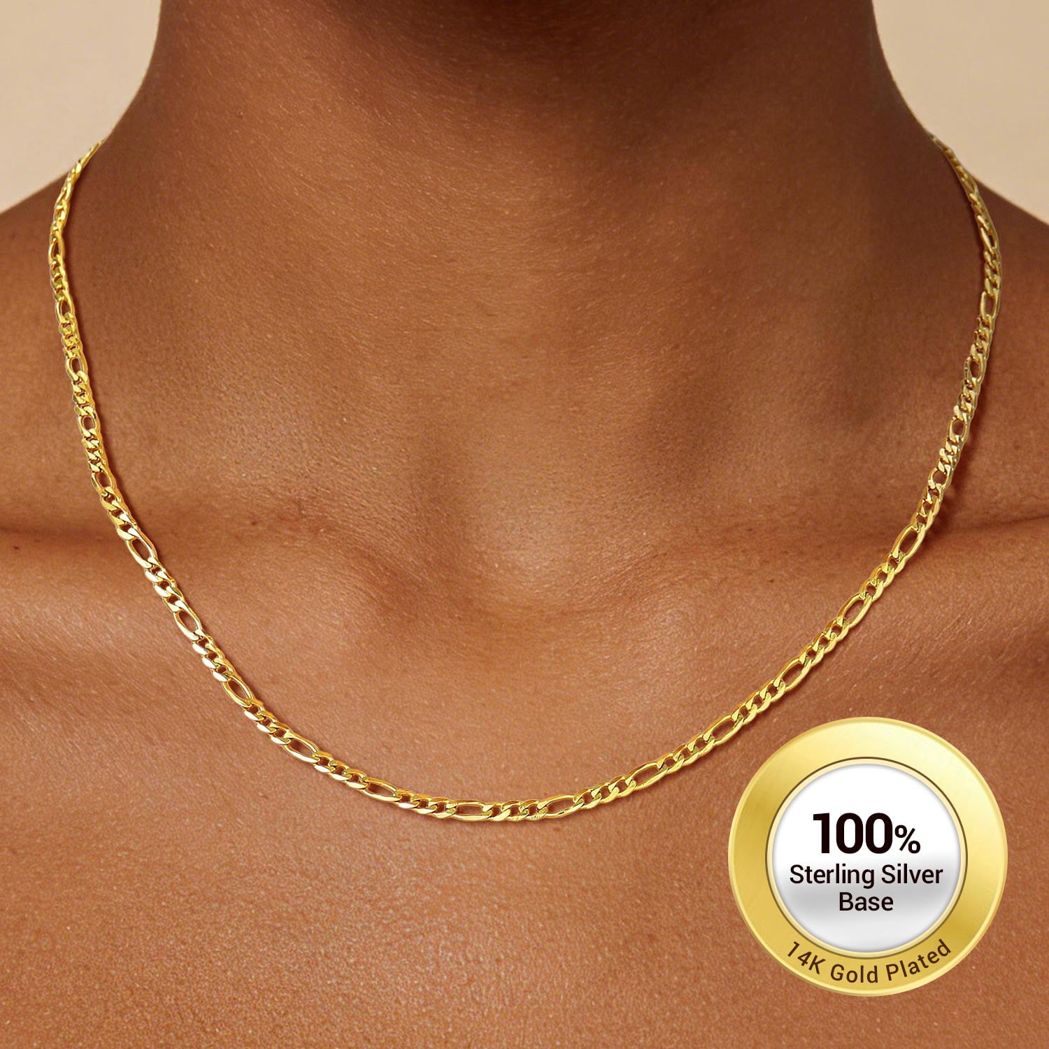 PROSTEEL Pure S925 Sterling Silver Chain for Women Sensitive Skin Hypoallergenic 3mm/5mm Figaro Necklace Gold Plated Birthday Graduation Gift for Female Mom Wife