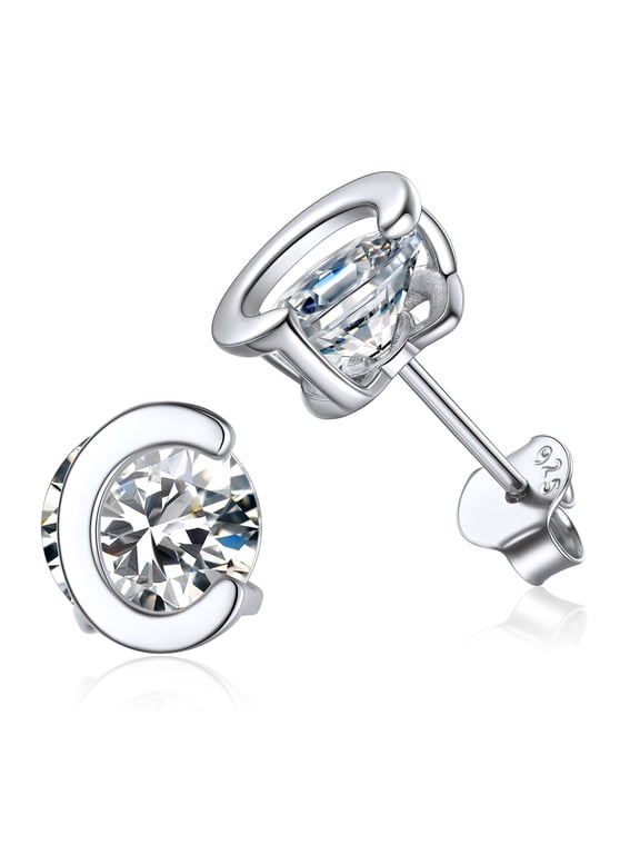 Women Sterling Silver Initial Stud Earrings Cubic Zirconia Letter C Earrings Christmas Birthday Gift for Her Mom Girlfriend Daughter