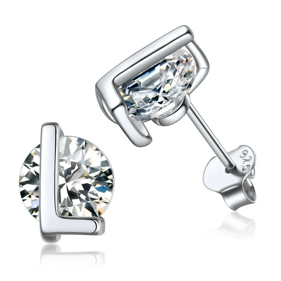 PROSTEEL Women Sterling Silver Initial Stud Earrings Cubic Zirconia Letter L Earrings Christmas Birthday Gift for Her Mom Girlfriend Daughter