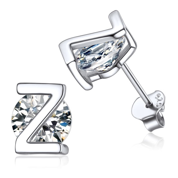 PROSTEEL Women Sterling Silver Initial Stud Earrings Cubic Zirconia Letter Z Earrings Christmas Birthday Gift for Her Mom Girlfriend Daughter