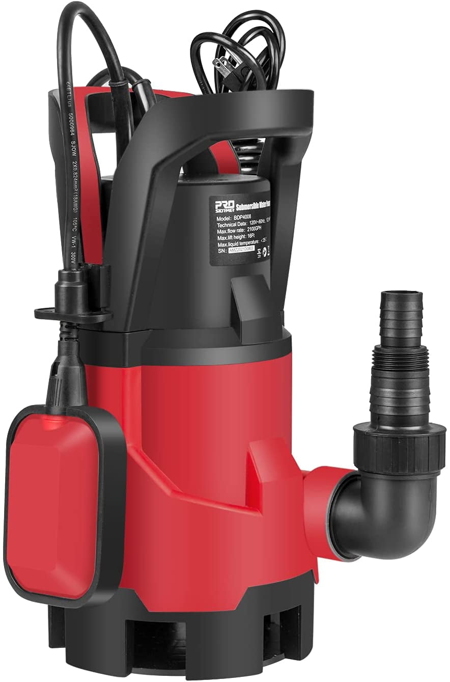 PROSTORMER 1HP Submersible Electric Sump Pump, Clean Utility Pump/Dirty Pump 3700GPH with Auto Float Switch for Flood Drain, Pool Sewage Pump