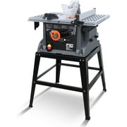 PROSTORMER Table Saw, 10 Inch 15A Multifunctional Saw with Stand 45º -90º Blade Angle and about 5000RPM No-Load Speed