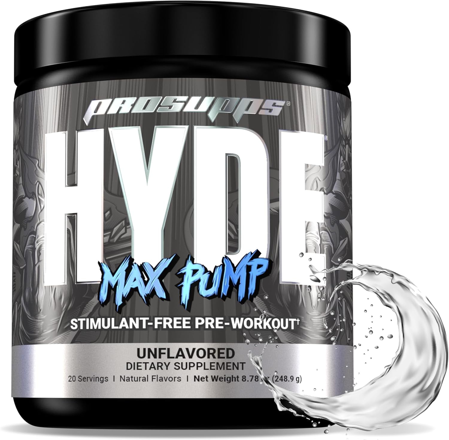 PROSUPPS Hyde Max Pump Pre Workout for Men and Women (Unflavored, 20 Servings)