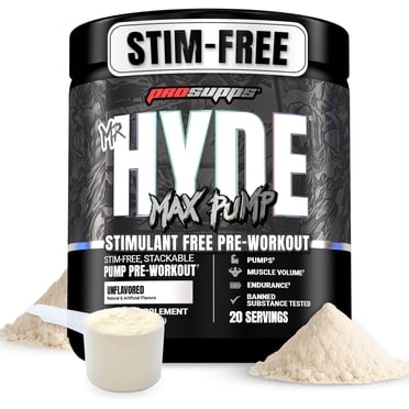 PROSUPPS Hyde Max Pump Pre Workout for Men and Women (Unflavored, 20 Servings)