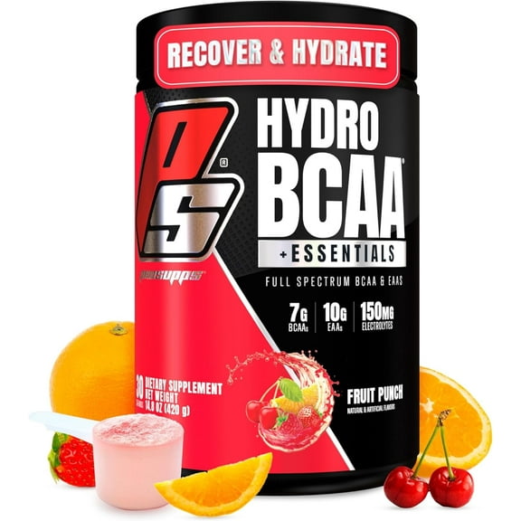 PROSUPPS HydroBCAA Essentials BCAA Powder (Fruit Punch, 30 Servings)