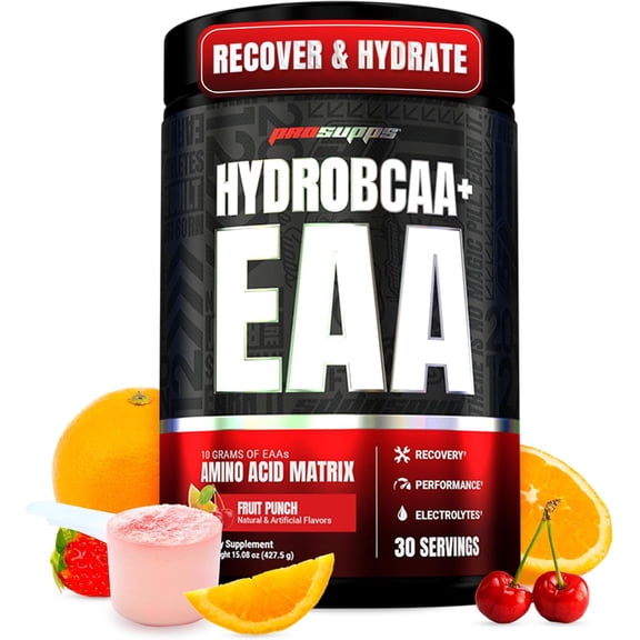 PROSUPPS HydroBCAA Essentials BCAA Powder (Fruit Punch, 30 Servings)