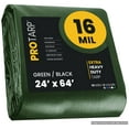 thumbnail image 1 of Protarp 16 Mil Extreme Heavy Duty Tarp Camping Tarpaulin Waterproof Cover, Green/Black 24′ X 64′Ft, 1 of 7