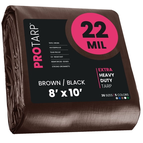 PROTARP Extreme Heavy Duty 22 Mil Tarp, Brown/Black 8′ X 10′