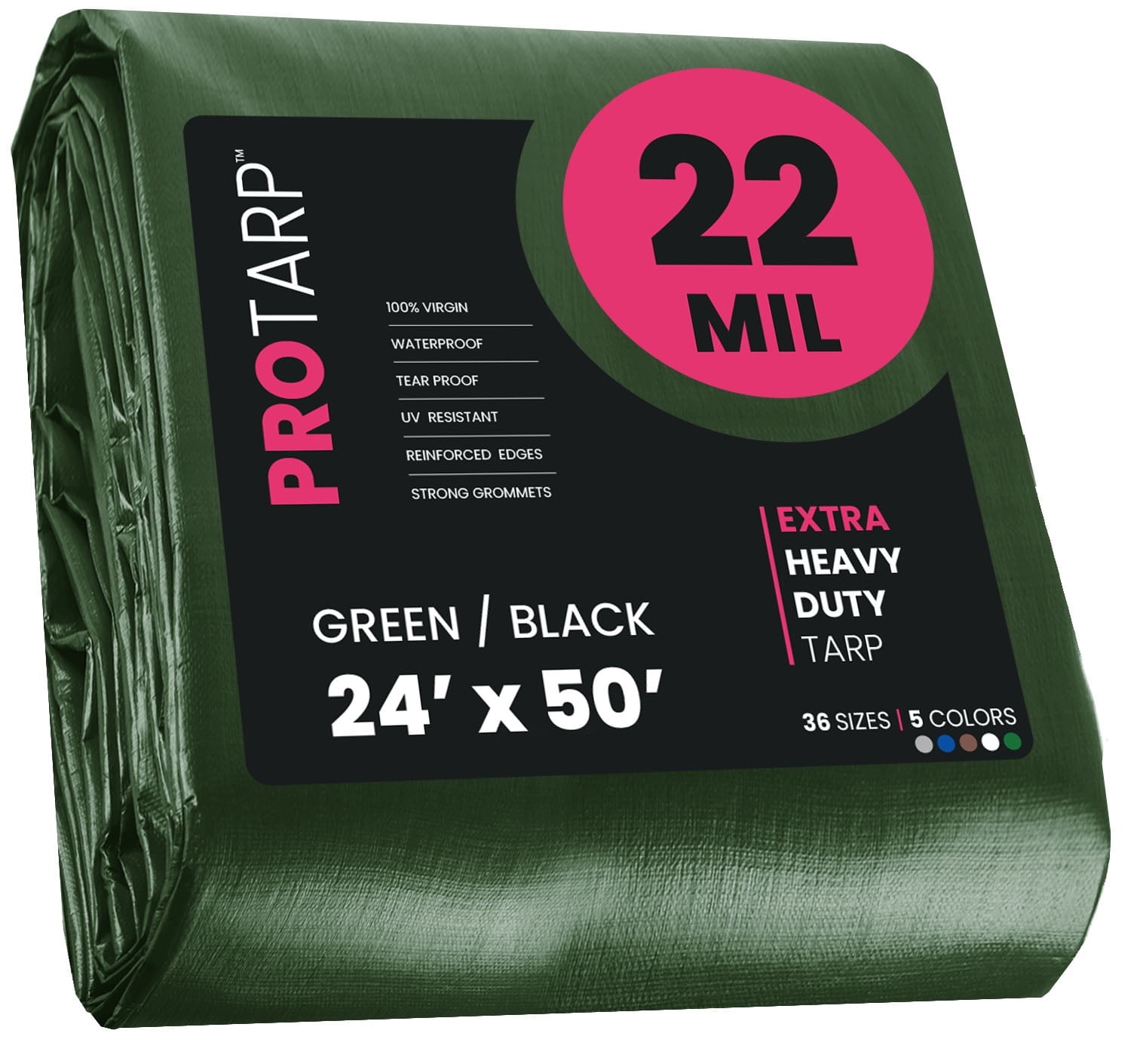 24' x 50' Green/Black Heavy Duty Polyethylene Tarp