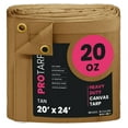 thumbnail image 1 of PROTARP Extreme Heavy Duty WaterProof Canvas Tarp 20 oz, UV Resistant Tarpaulin Cover with Rustproof Brass Grommets, Multipurpose for Canopy, Roof, Camping, Wood Pile (Tan 20'X24'), 1 of 7