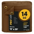thumbnail image 1 of PROTARP Extreme Heavy Duty WaterProof Canvas Tarp 20 oz, UV Resistant Tarpaulin Cover with Rustproof Brass Grommets, Multipurpose for Canopy, Roof, Camping, Wood Pile (Brown 12'X20'), 1 of 7