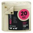 thumbnail image 1 of PROTARP Extreme Heavy Duty WaterProof Canvas Tarp 20 oz, UV Resistant Tarpaulin Cover with Rustproof Brass Grommets, Multipurpose for Canopy, Roof, Camping, Wood Pile (Ivory 14'X14'), 1 of 7