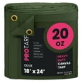 thumbnail image 1 of PROTARP Extreme Heavy Duty WaterProof Canvas Tarp 20 oz, UV Resistant Tarpaulin Cover with Rustproof Brass Grommets, Multipurpose for Canopy, Roof, Camping, Wood Pile (Green 18'X24'), 1 of 7
