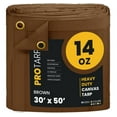 thumbnail image 1 of PROTARP Extreme Heavy Duty WaterProof Canvas Tarp 20 oz, UV Resistant Tarpaulin Cover with Rustproof Brass Grommets, Multipurpose for Canopy, Roof, Camping, Wood Pile (Brown 30'X50'), 1 of 7