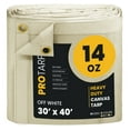 thumbnail image 1 of PROTARP Extreme Heavy Duty WaterProof Canvas Tarp 20 oz, UV Resistant Tarpaulin Cover with Rustproof Brass Grommets, Multipurpose for Canopy, Roof, Camping, Wood Pile (Ivory 30'X40'), 1 of 7