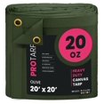 thumbnail image 1 of PROTARP Extreme Heavy Duty WaterProof Canvas Tarp 20 oz, UV Resistant Tarpaulin Cover with Rustproof Brass Grommets, Multipurpose for Canopy, Roof, Camping, Wood Pile (Green 20'X20'), 1 of 7