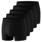 PROTECHDRY Washable & Reusable Urinary Incontinence Cotton Boxer Brief Underwear for Men, VALUE PACK, 5 Count (Buy 4 Get 1 Free), Black Large