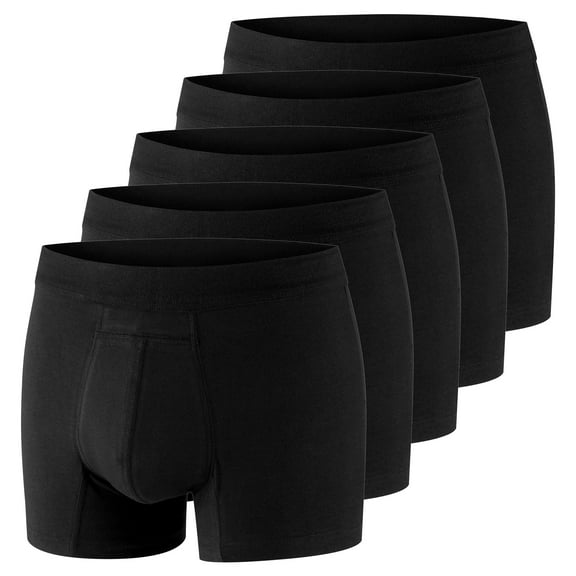 PROTECHDRY Washable & Reusable Urinary Incontinence Cotton Boxer Brief Underwear for Men, VALUE PACK, 5 Count (Buy 4 Get 1 Free), Black Large