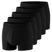 PROTECHDRY Washable & Reusable Urinary Incontinence Cotton Boxer Brief Underwear for Men, VALUE PACK, 5 Count (Buy 4 Get 1 Free), Black 2XL