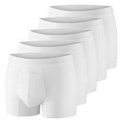 PROTECHDRY - Washable & Reusable Urinary Incontinence Cotton Boxer Underwear for Men (approx 3.5" leg), Built In Absorbent Area (non removable), White, X-Large (5-Pack / Buy 4 Get 1 Free)