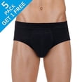 thumbnail image 1 of PROTECHDRY - Washable & Reusable Urinary Incontinence Cotton Brief Underwear for Men (approx 3,5" leg), Built In Absorbent Area (non removable), Black, Large, (5-Pack / Buy 4 Get 1 Free), 1 of 6