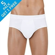 PROTECHDRY - Washable & Reusable Urinary Incontinence Cotton Brief Underwear for Men (approx 3,5" leg), Built In Absorbent Area (non removable), White, Medium (5-Pack / Buy 4 Get 1 Free)