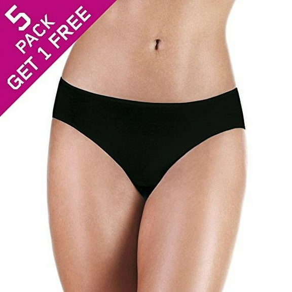 PROTECHDRY - Washable Urinary Incontinence Cotton Bikini Underwear for Women, with Front Built in Absorbent Area, Black, Medium (5-Pack / Buy 4 Get 1 Free)