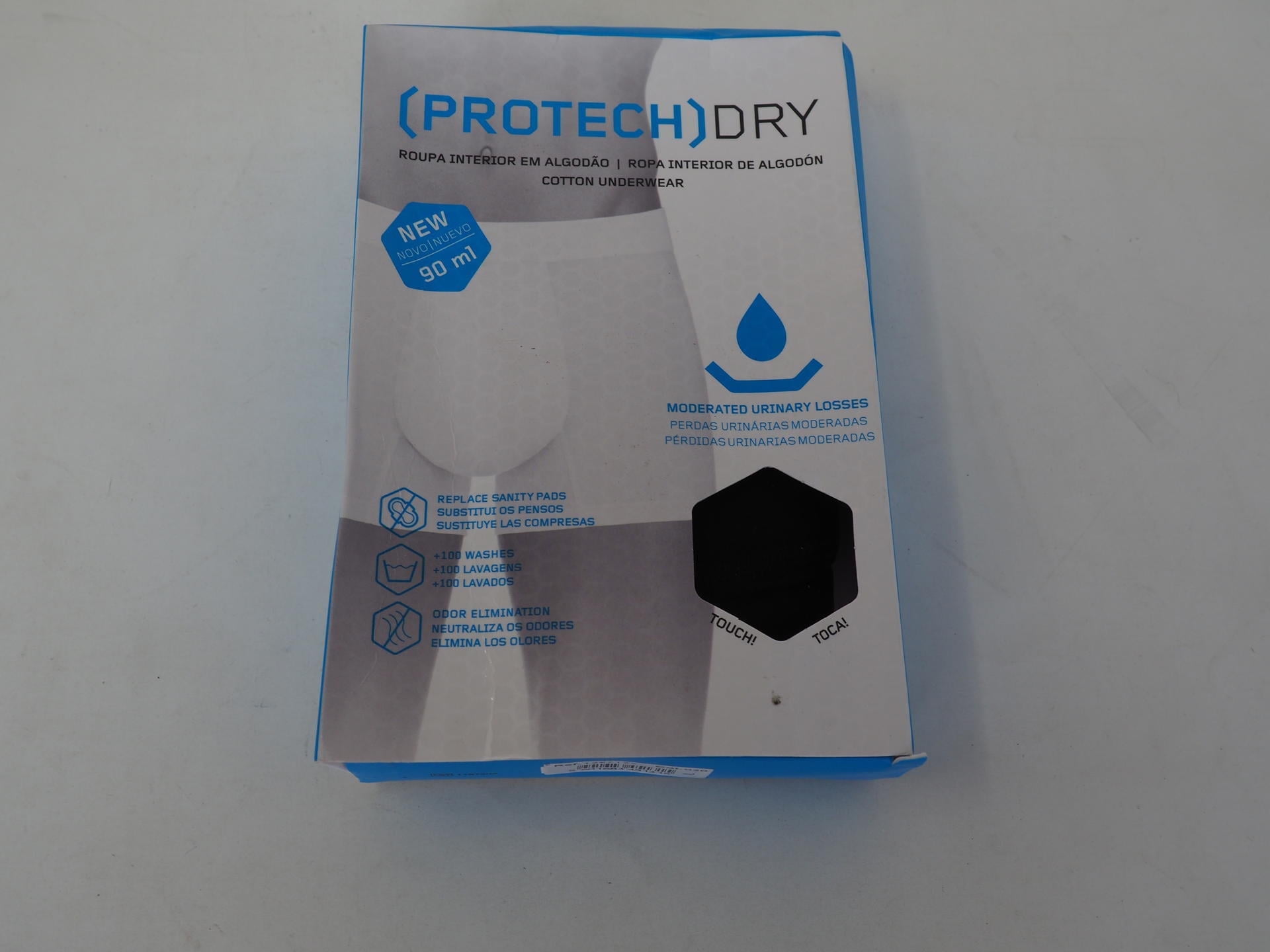 PROTECHDRY - Washable Urinary Incontinence Cotton Boxer Brief Underwear with Front Absorbent Area, Black X-Large