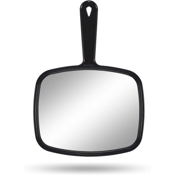 Hand Mirror Salon Barber Hairdressing Handheld Mirror with Handle (Square Black 7.4 x 10.3 inches)
