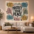 thumbnail image 1 of PROTECT YOUR PEACE Quote with Blob Shapes, Calming Minimalist for Inspirational Decor Lovers, Motivational Wall Decor, Thank You Gift Tapestry Wall Hanging for Office and Dorm, 1 of 7