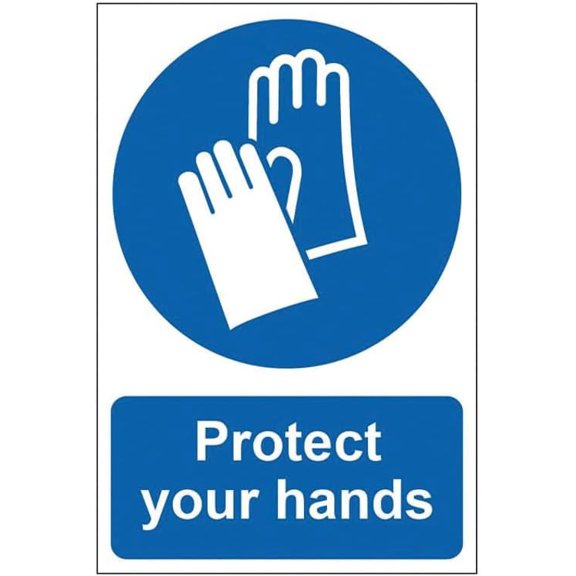 PROTECT YOUR HANDS Site Safety Metal Sign 8x12 Inch Notice Danger Warning Caution for Outdoor & Indoor