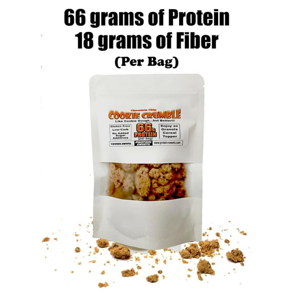 PROTEIN SWEETS Cookie FEV6 Crumble - High-Protein Snack, Low-Carb, Gluten-Free, Sugar, Diabetic-Friendly, Keto-Friendly, Peanut Butter, Chocolate Chip Flavor - 2 bags (66g of Protein per bag)