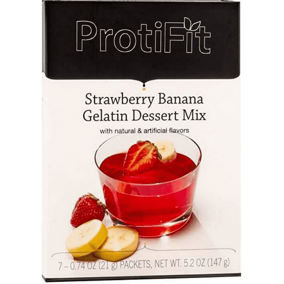 PROTIFIT - High Protein Strawberry Banana Jello, 15g Protein 7 Servings Per Box