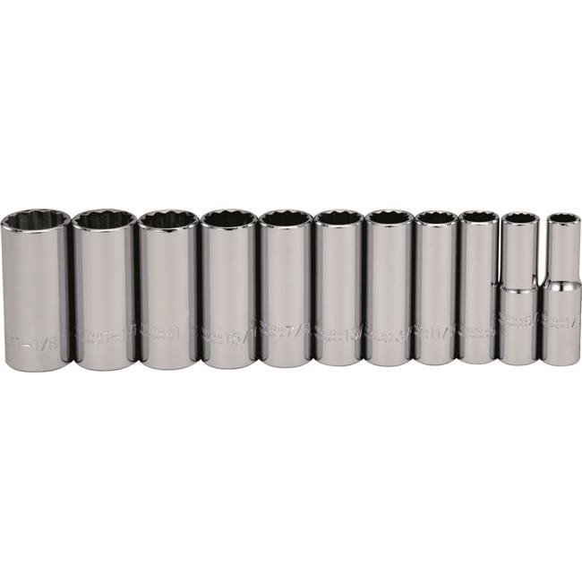 Queller Wholesale  Proto Socket Set - 0.5 in. Drive Size - 0.5 to 1.125 in. Socket Size Range - 12-Point