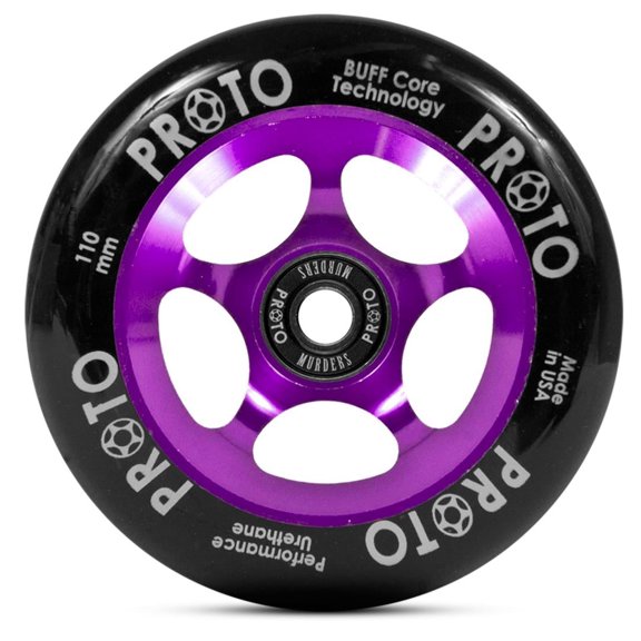 PROTO Slider Scooter Wheels with BUFF Core Technology and Pre-Installed Bearings - Black and Purple