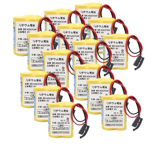 PROTOW (15 Pack) 2200mAh BR-AGCF2W 6V A98L-0031-0011 PLC Lithium Battery with Black Plug for FANUC Backup Power, A98L-0031-0011#L Battery