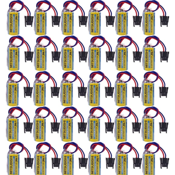 PROTOW 30Pack A6BAT MR-BAT ER17330V PLC Lithium Battery 2/3A 3.6V 1700mAh with Plug for CNC System Servo