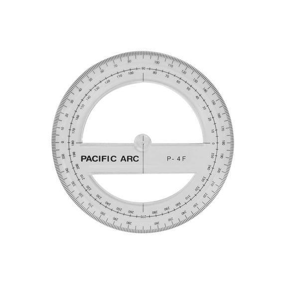 Pacific Arc 180° Clear Plastic Protractor with 4-Inch Ruler