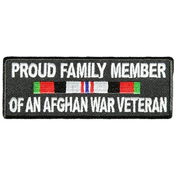 PROUD FAMILY MEMBER OF AN AFGHAN WAR VETERAN WITH RIBBON Patch - Vivid Colors - Veteran Owned Business.