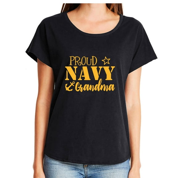 PROUD NAVY GRANDMA Womens Dolman Tee