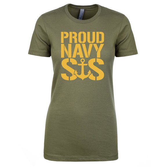 PROUD NAVY SIS GOLD Womens crewneck tee