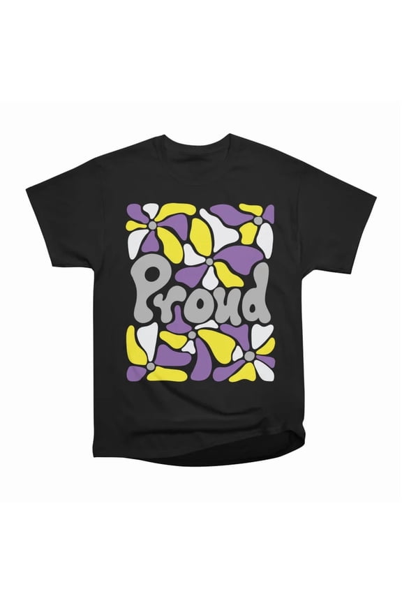 PROUD NonBinary Pride Retro Boho Flowers T-Shirt Tee Gift For Him Merch For Her Apparel Fo