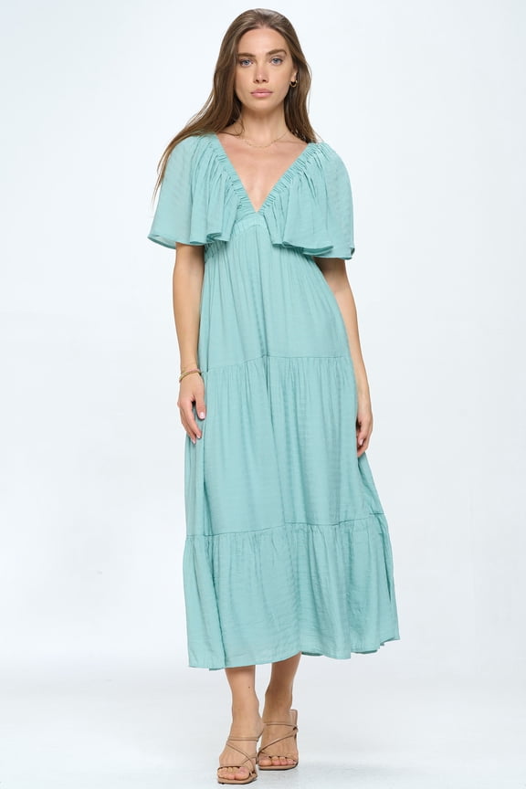 Women's Lido Flutter Sleeve V-Neck Maxi Dress