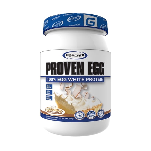 Gaspari Nutrition Proven Egg, 100% Egg White Protein, 25g Protein, Keto Friendly, Dairy and Lactose Free, Soy Free (2 lbs, Coconut Custard)